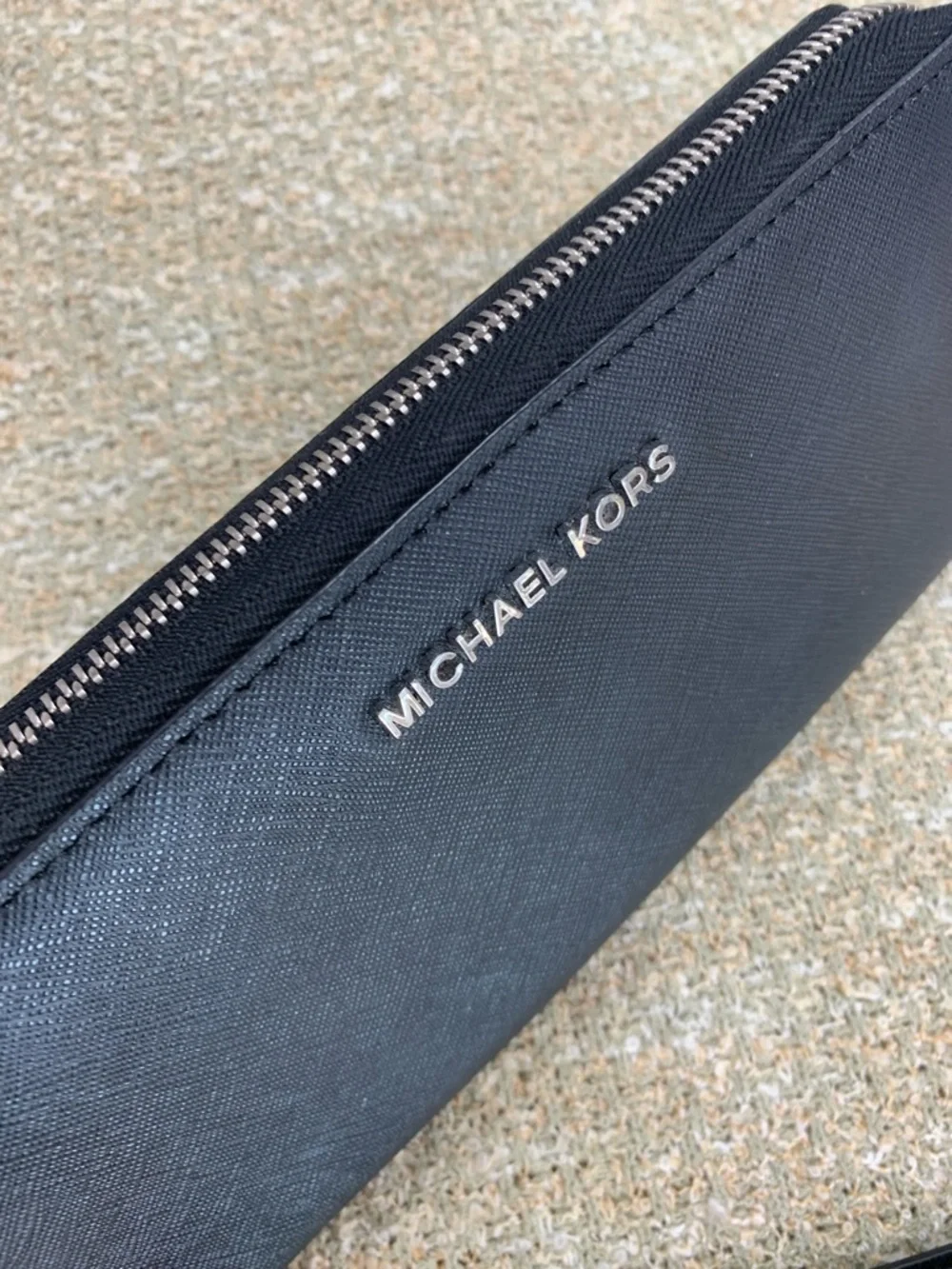 Michael Kors Black Saffiano Leather Zip Wristlet